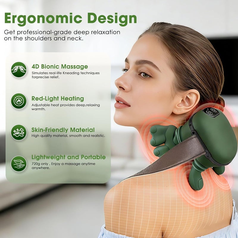 Eworld Neck & Shoulder Massager with Heat for Pain Relief, Cordless Shiatsu 4D Kneading Massager with Bionic Palm Simulation, Deep Tissue Electric Neck & Back Massager - Image 2